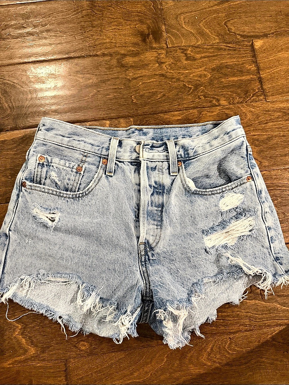 Levi's 501 Distressed Denim Jean Shorts Waist 30